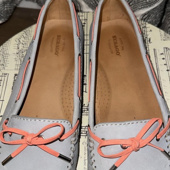 Sebago Grey Leather Harper Tie Boat Shoes Size 11 - Picture 5 of 8